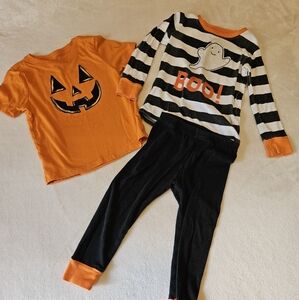 Halloween Toddler Pumpkin Shirt and Ghost Pajama Lot - 24M and 2T